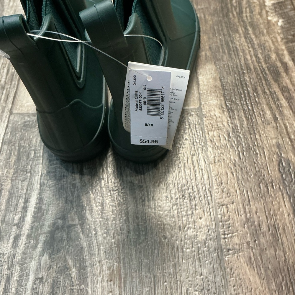 Kids Waterproof Chelsea Rain Boots in Dark Green Size 9/10 - Picture 14 of 16